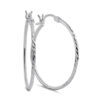 Sterling Silver 1.5MM x 30MM Textured Hoop Earrings