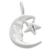 Moon & Star Chain Pendant 925 Sterling Silver Daily Wear Silver Jewelry For Women's And Girl's, Studded Jewelry Gift For her