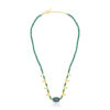 Natural emerald drum shape with green onyx beads gold plated necklace (new design)