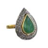 Emerald pear shape two tone ring