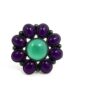 Chrysoprase with ruby and diamond black gold plated ring