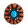 Turquoise with coral black gold plated ring 2nd