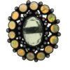 Green tourmaline with opal black gold plated ring