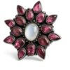 Moon stone with pink tourmaline black gold plated ring