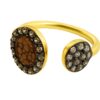 Cz with fish leather gold plated ring