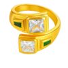 Cz and emerald gold plated ring