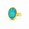 Gold Plated Apatite Silver Ring