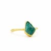 Uncut Emerald Stone Gold Plated Silver Ring