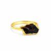 Uncut Garnet Stone With Electro Plating Gold Plated Silver Ring With Unique Design