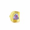 Uncut Ruby Stone Gold Plated Silver Adjustable Ring