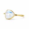 Triangle Shape Moonstone Gold Plated Silver Ring