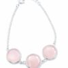 SILVER BRACELET WITH THREE ROSE QUARTZ STONE