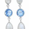 HANGING STONES ELEGANT STERLING SILVER EARRINGS WITH MOONSTONE & IOLITE