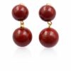 SILVER GOLD PLATED RED JASPER DROP STONE EARRING