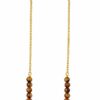 LONG HANGING SILVER GOLD PLATED TIGER EYE STONE WITH HANGING CHAIN EARRING