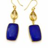 SILVER GOLD PLATED CITRINE & LAPIS STONE EARRING