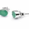 SILVER GREEN ONYX STONE STUD EARRING