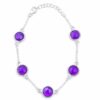 HANDCRAFTED 925 STERLING SILVER BRACELET WITH NATURAL AMETHYST STONES