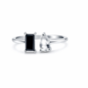 ELEGANT SILVER RING WITH BLACK ONYX & CZ STONE